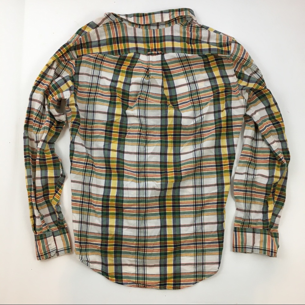 ✨5 FOR $25✨ Lands End Yellow Green Plaid Button Down Shirt - Picture 5 of 6